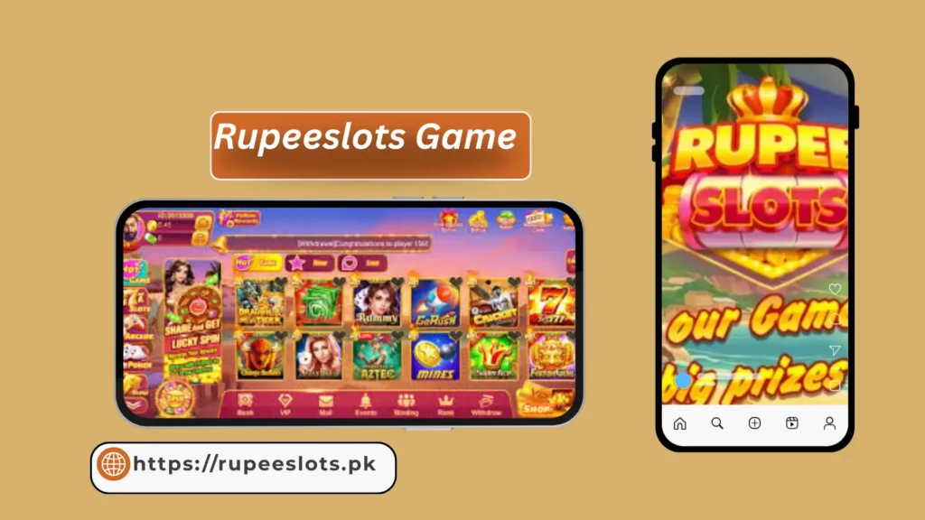 RupeeSlots game interface showing rupee based online slot games on mobile devices for Pakistan players
